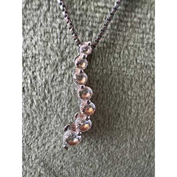 Sai Jewelry - 925 Danecraft Sterling Silver Necklace w/ SAI Crystal Drop Pendant Vintage